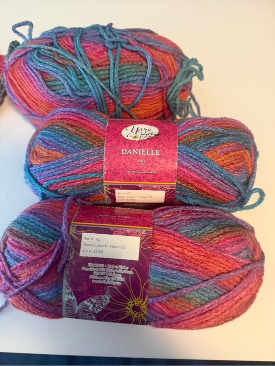 Yarn Bee Other - Danielle Multicolor Vibes Yarn - Pink/Blue/Orange lot of 3